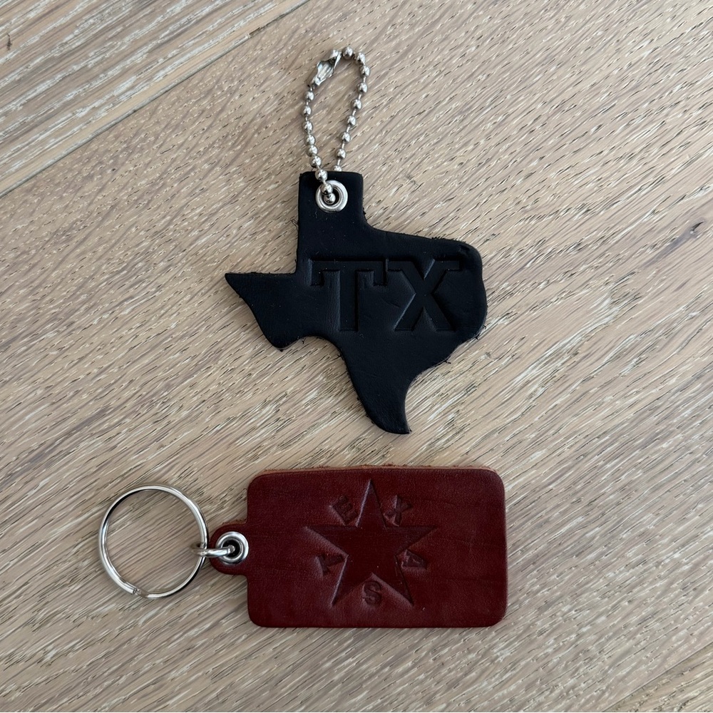 TEXAS Brown and Black Leather Keychains